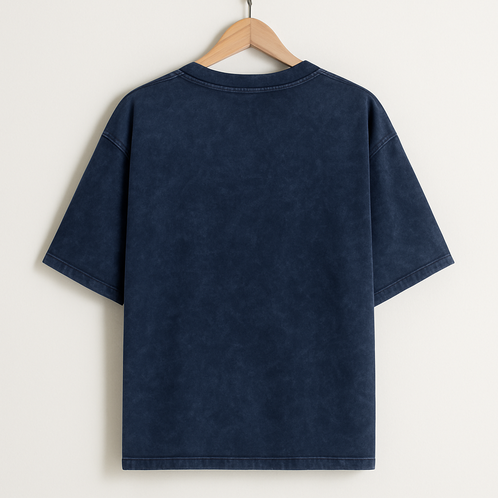 Acid Wash Oversized Tee – Navy Blue Rawripple