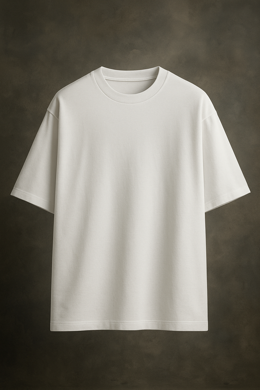 DIVINE CHAOS Rawripple Oversized classic cotton white Tshirt with puff