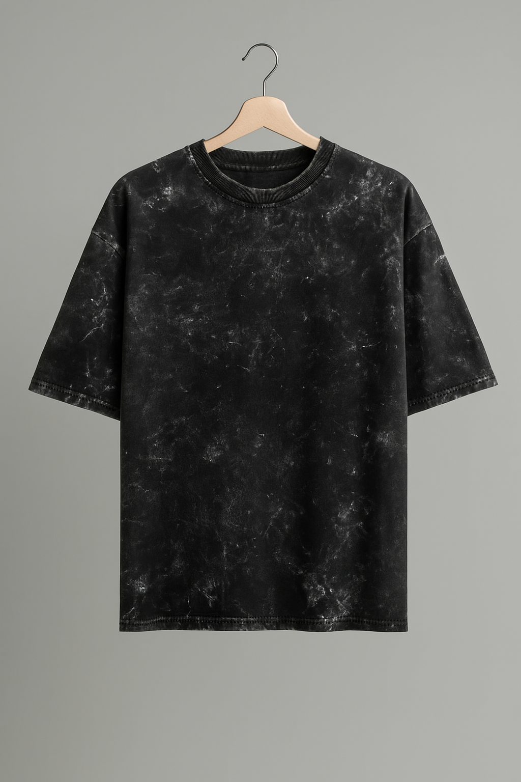 Knock Out  -Skelton skater  Oversized Black Acid Wash Tee Rawripple