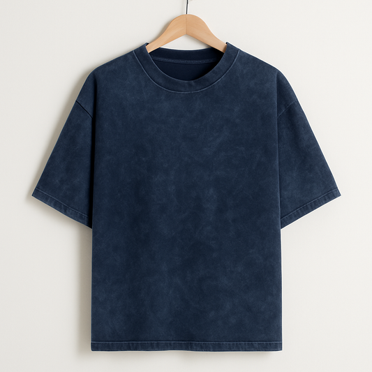 Acid Wash Oversized Tee – Navy Blue Rawripple