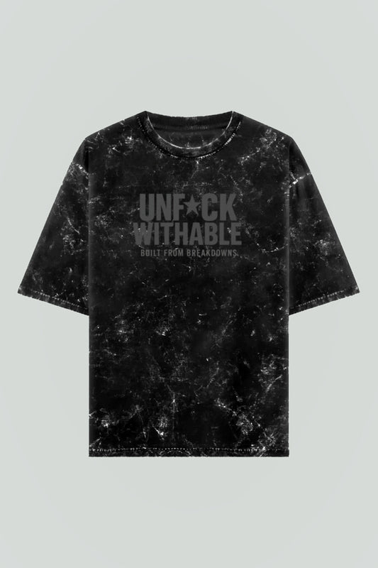 UNF*CKWITHABLE - Puff Print   Black Acid Wash Rawripple