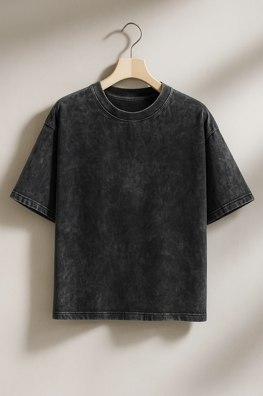 Black Acid Wash Oversized Tee Rawripple